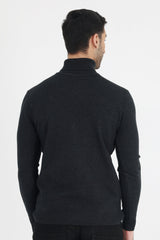 HIGH NECK SWEATER-CHARCOAL