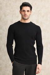 RIBBED CREWNECK SWEATER-BLACK