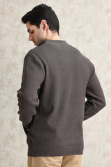 FULL-ZIP MOCK NECK SWEATER-COFFEE