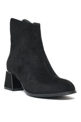 BLOCK HEEL SUEDE ANKLE BOOTS-BLACK