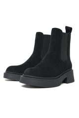 CHUNKY SOLE SUEDE CHELSEA BOOTS-BLACK