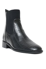 CROC-EMBOSSED CHELSEA BOOTS-BLACK