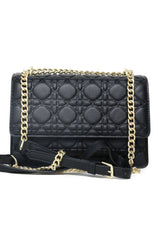 QUILTED ELEGANCE SHOULDER BAG-BLACK