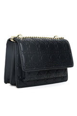 QUILTED ELEGANCE SHOULDER BAG-BLACK