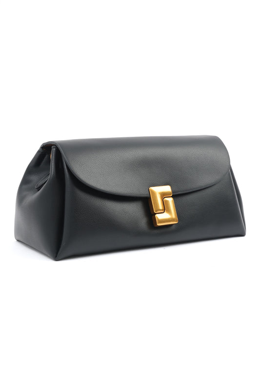 CHAIN ACCENT SHOULDER BAG-BLACK