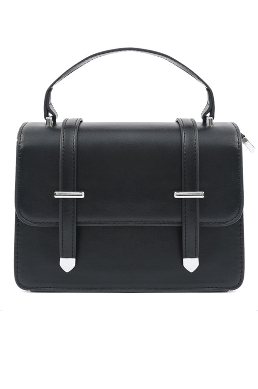 STRUCTURED SATCHEL BAG-BLACK