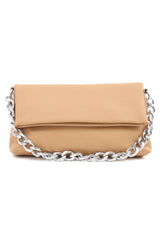 CHAIN-LINK FLAP CROSSBODY BAG-KHAKI