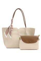 DUAL-TONE TOTE BAG-WHITE