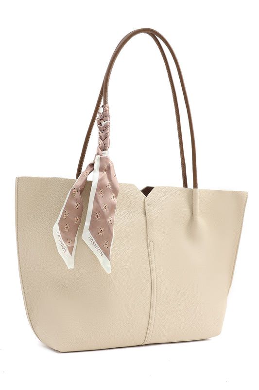 DUAL-TONE TOTE BAG-WHITE