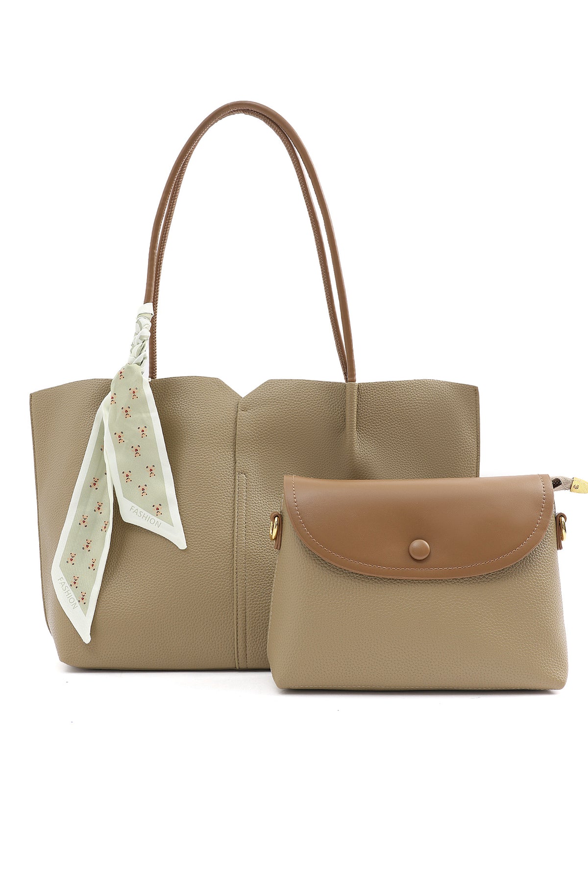 DUAL-TONE TOTE BAG-KHAKI