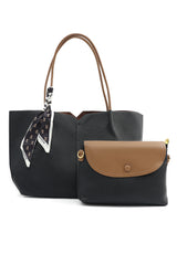 DUAL-TONE TOTE BAG-BLACK