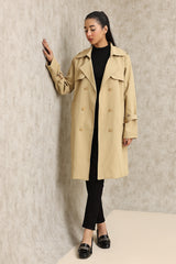 DOUBLE-BREASTED TRENCH COAT-KHAKI