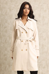 DOUBLE-BREASTED TRENCH COAT-BEIGE