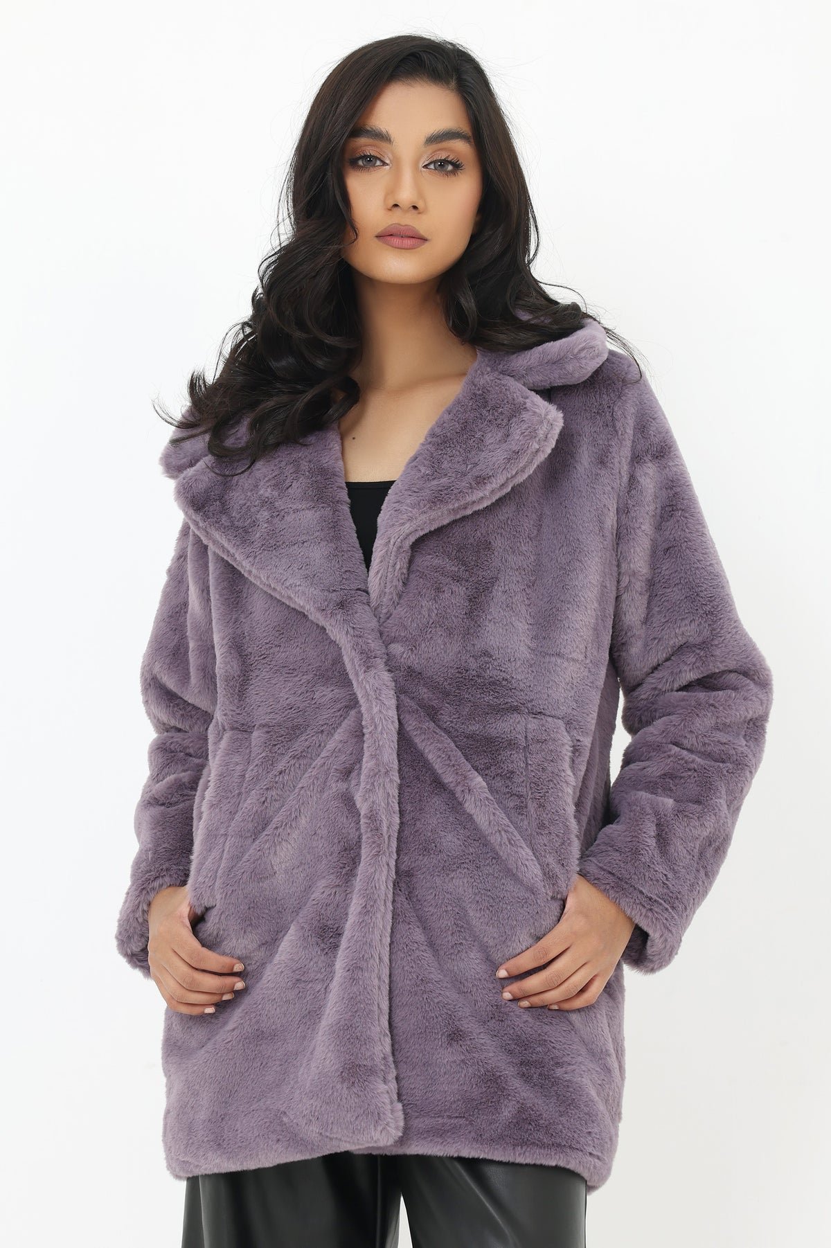 Missguided purple fur coat sale