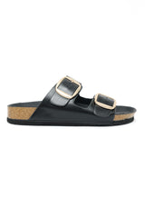 CLASSIC DUAL BUCKLE SLIDES-BLACK