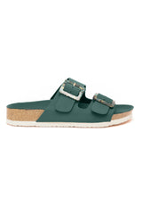 DUAL BUCKLE COMFORT SLIDES-GREEN