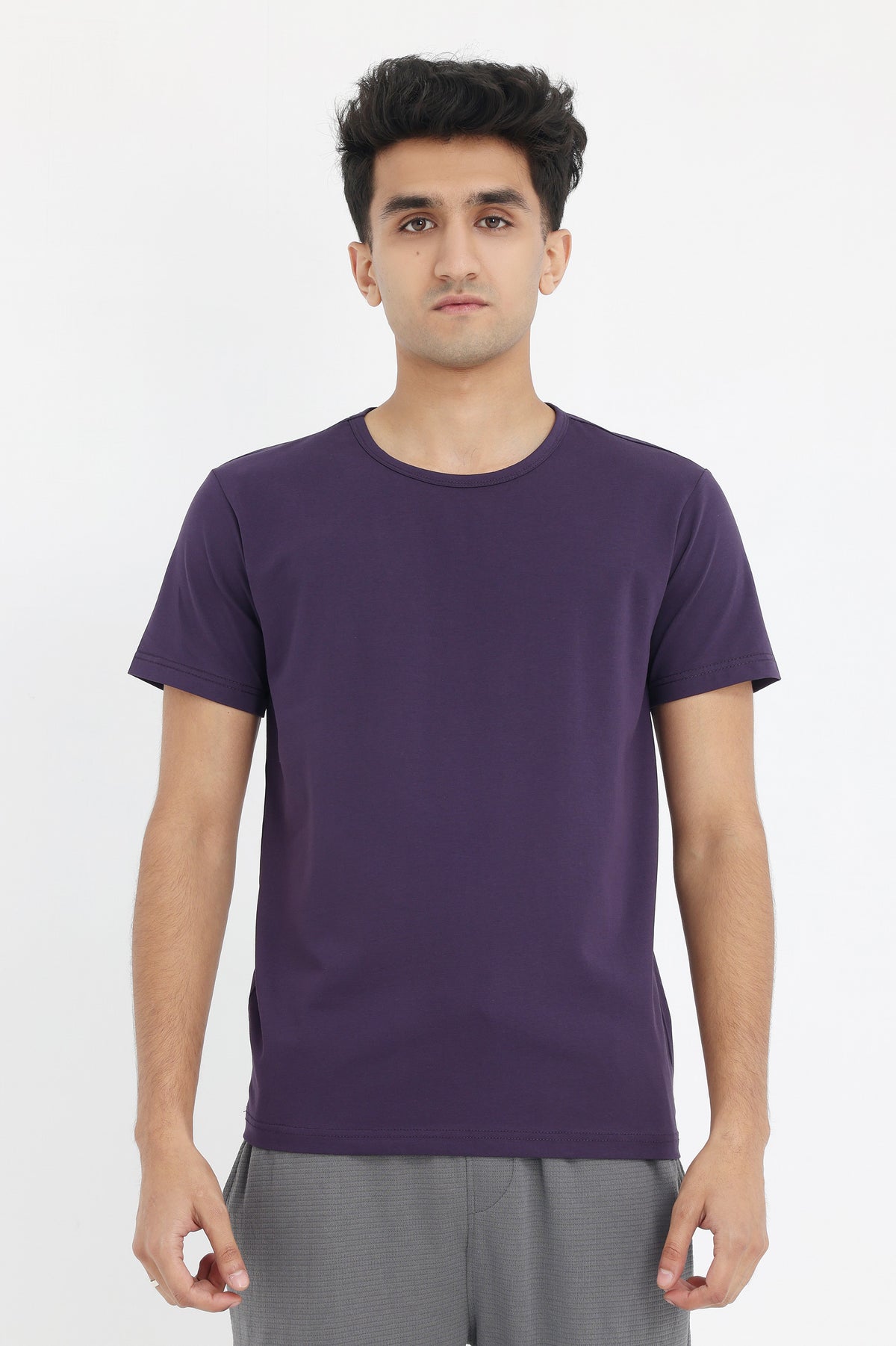 PREMIUM COTTON CREW NECK TEE-PURPLE