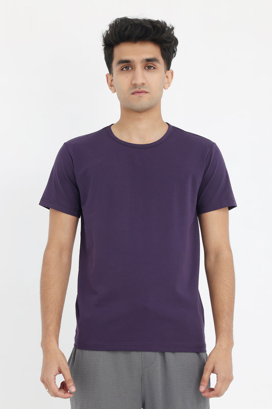 PREMIUM COTTON CREW NECK TEE-PURPLE