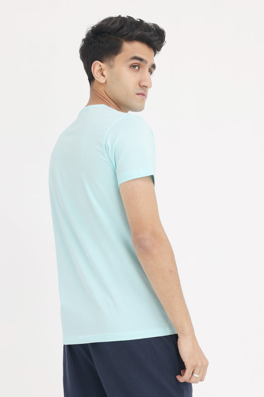 PREMIUM COTTON CREW NECK TEE-SKY-BLUE