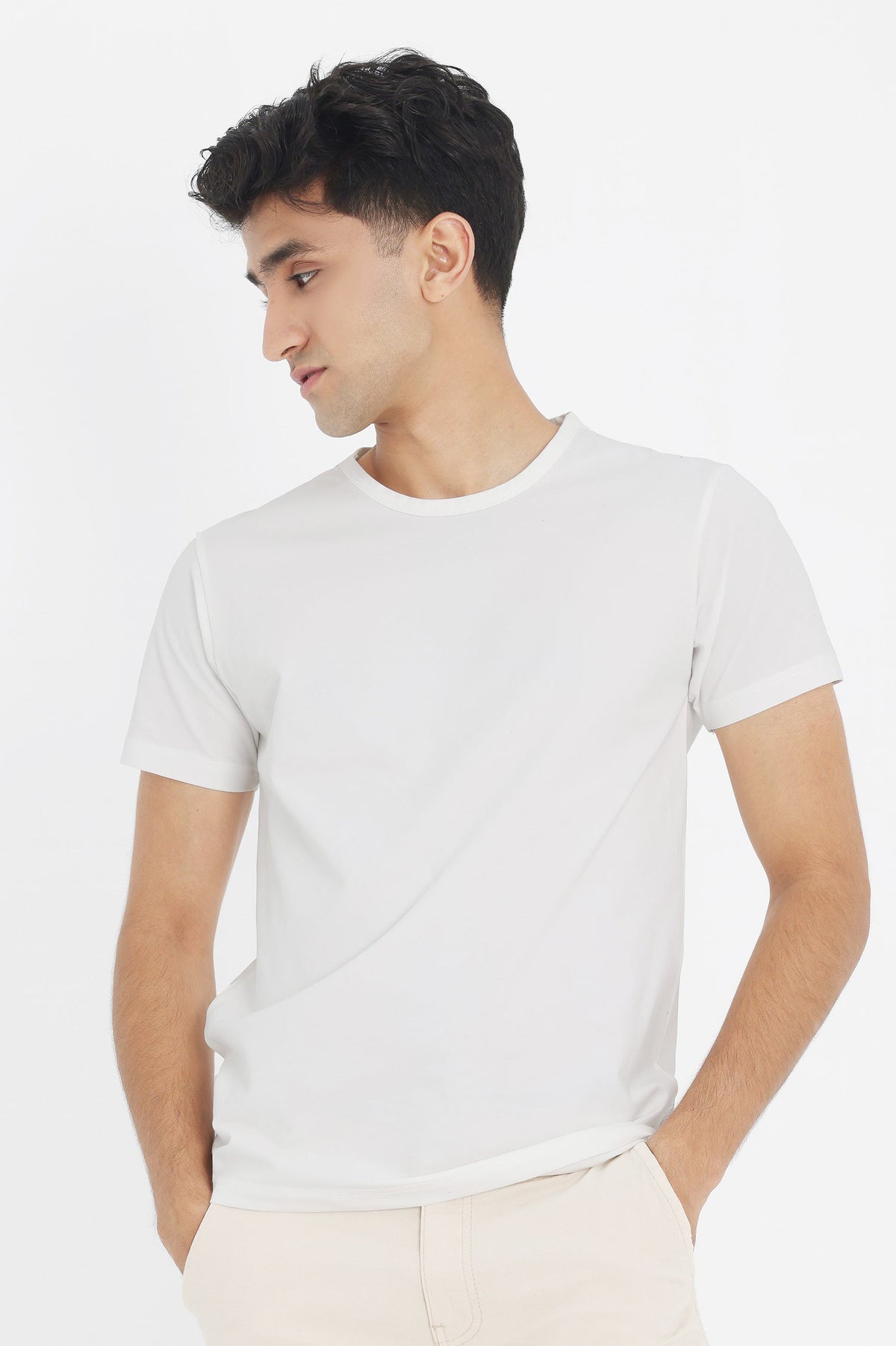 PREMIUM COTTON CREW NECK TEE-WHITE