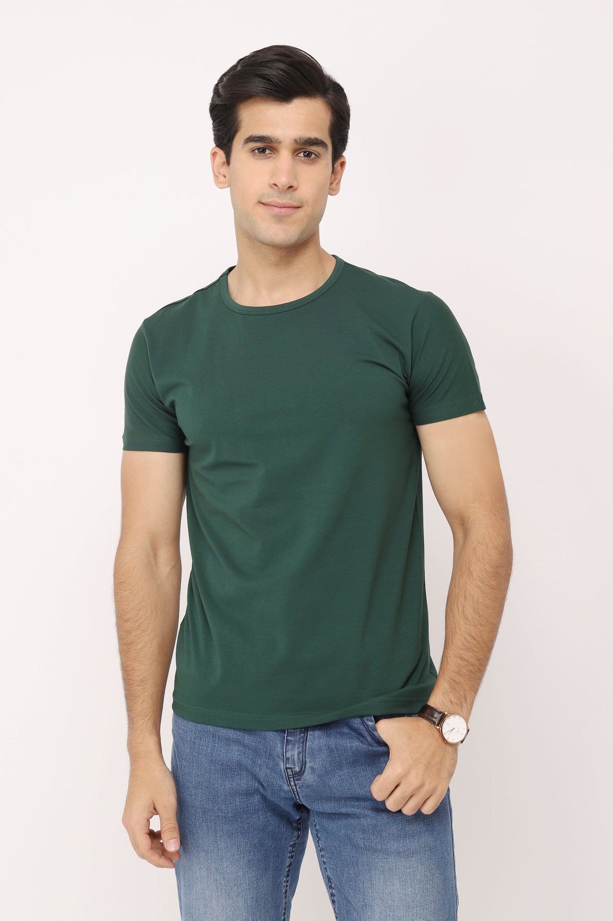 PREMIUM COTTON CREW NECK TEE-DARK-GREEN