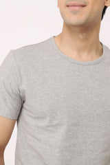 PREMIUM COTTON CREW NECK TEE-LIGHT-GREY