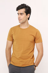 PREMIUM COTTON CREW NECK TEE-MUSTARD