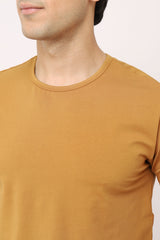 PREMIUM COTTON CREW NECK TEE-MUSTARD