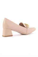 CHAINED HEEL PUMPS-BEIGE