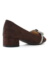 SUEDE KNOT DETAIL PUMPS-COFFEE