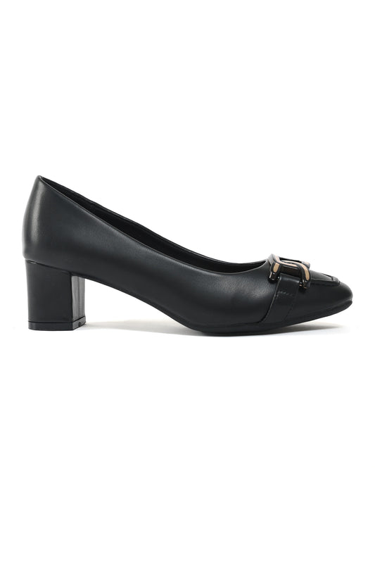 ELEGANT BLOCK HEEL PUMPS-BLACK