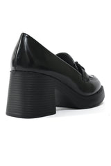 CLASSIC BLOCK HEEL LOAFERS-BLACK