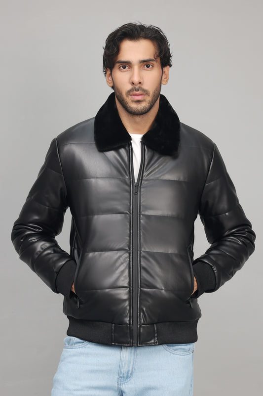 PADDED AVIATOR JACKET-BLACK