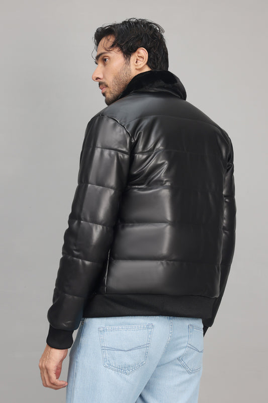 PADDED AVIATOR JACKET-BLACK