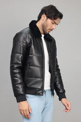 PADDED AVIATOR JACKET-BLACK