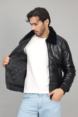 PADDED AVIATOR JACKET-BLACK