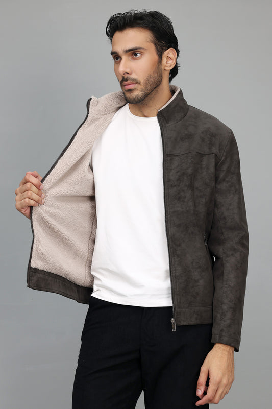 SHERPA-LINED LUXE JACKET-COFFEE