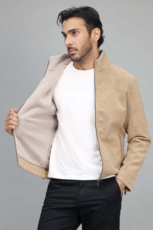 SHERPA-LINED LUXE JACKET-KHAKI