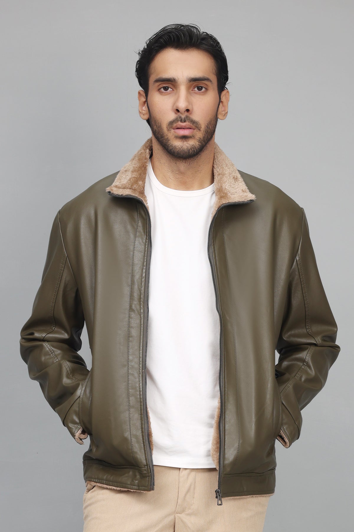 COZY SHEARLING JACKET-GREEN