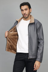 COZY SHEARLING JACKET-GREY