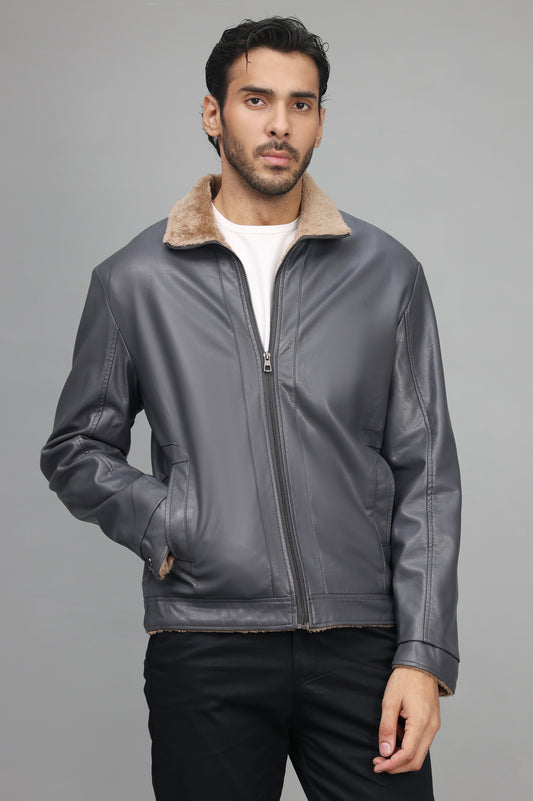 COZY SHEARLING JACKET-GREY