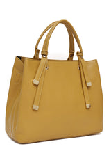 CLASSIC FAUX LEATHER TOTE BAG-YELLOW