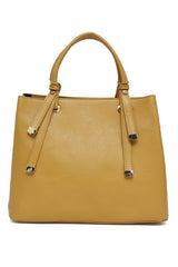 CLASSIC FAUX LEATHER TOTE BAG-YELLOW