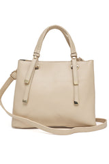 CLASSIC FAUX LEATHER TOTE BAG-APRICOT