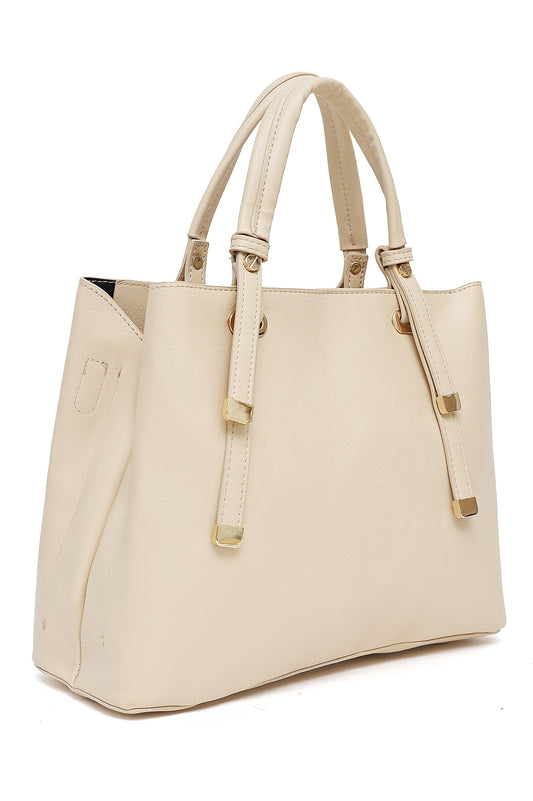 CLASSIC FAUX LEATHER TOTE BAG-APRICOT