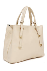 CLASSIC FAUX LEATHER TOTE BAG-APRICOT