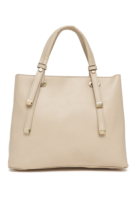 CLASSIC FAUX LEATHER TOTE BAG-APRICOT