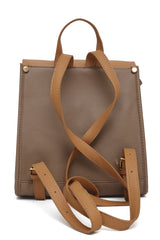 COMPACT LEATHERETTE BACKPACK-KHAKI