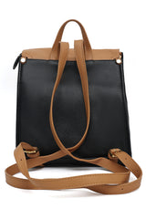 COMPACT LEATHERETTE BACKPACK-BLACK