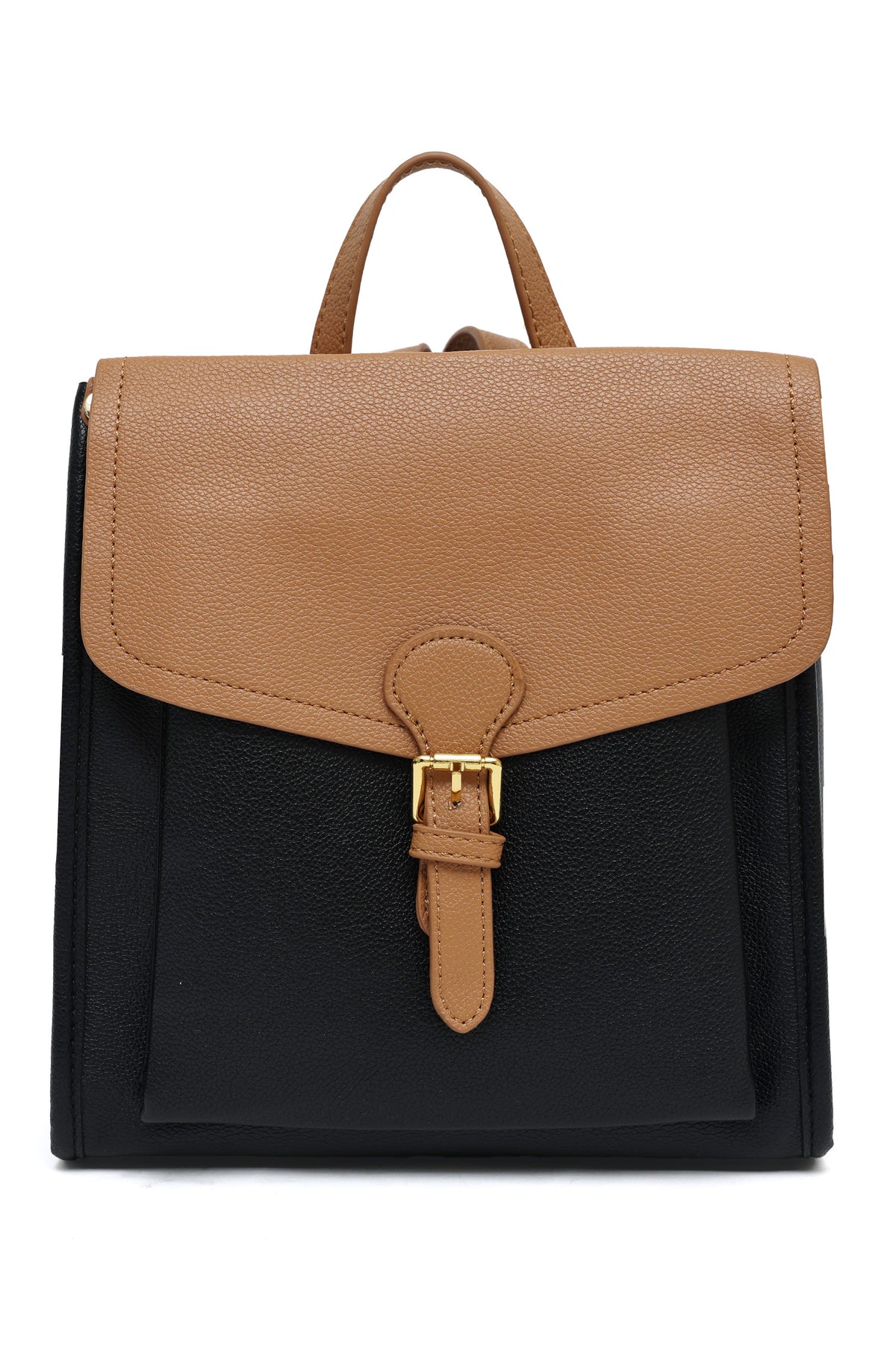 COMPACT LEATHERETTE BACKPACK-BLACK